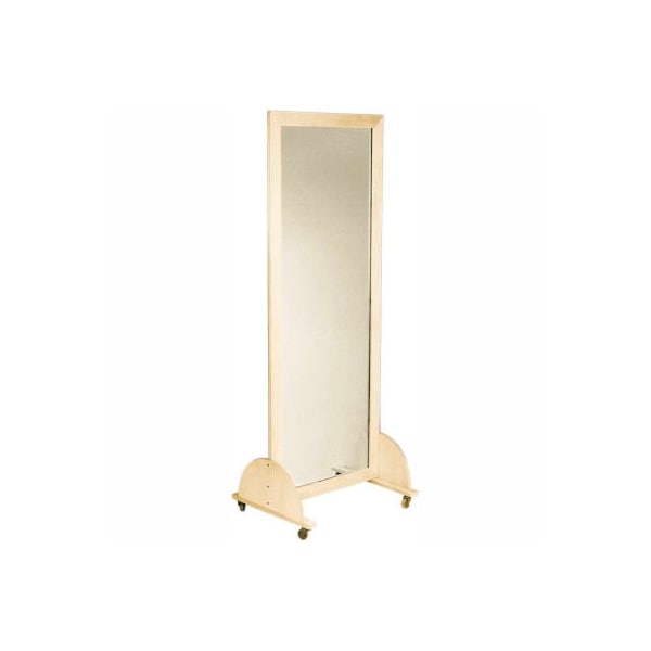 Plate Glass Mirror with Mobile Caster Base, Vertical, 28"W x 75"H